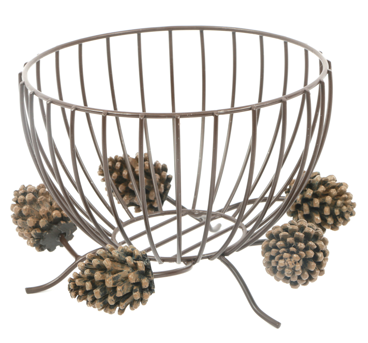 Metal Wire Pinecone Coffee Kup Keeper 8 Inch Tabletop Fruit Bowl