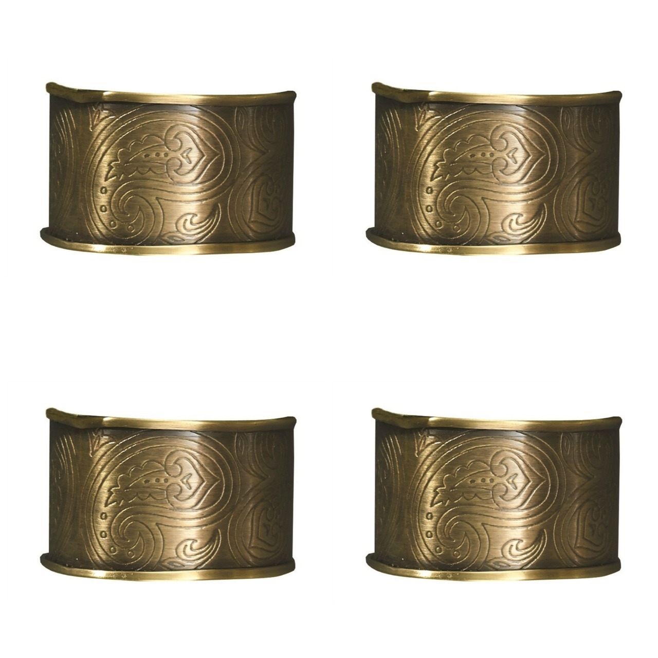 Paisley Scrollwork Kitchen Dining Room Table Napkin Rings Set of 4 Split P