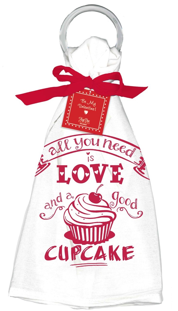 Valentine All You Need is Love and Cupcake Flour Sack 27 Inch Kitchen Dish Towel