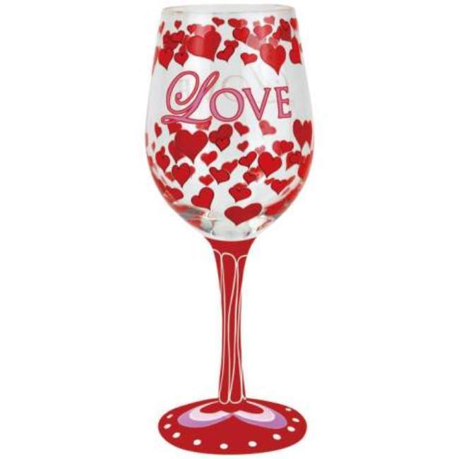 Valentine Lovers Red Hearts Love Wine Glass 15 oz Westland Giftware